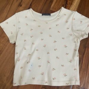 Brandy Melville, danty flower pattern cropped baby-T